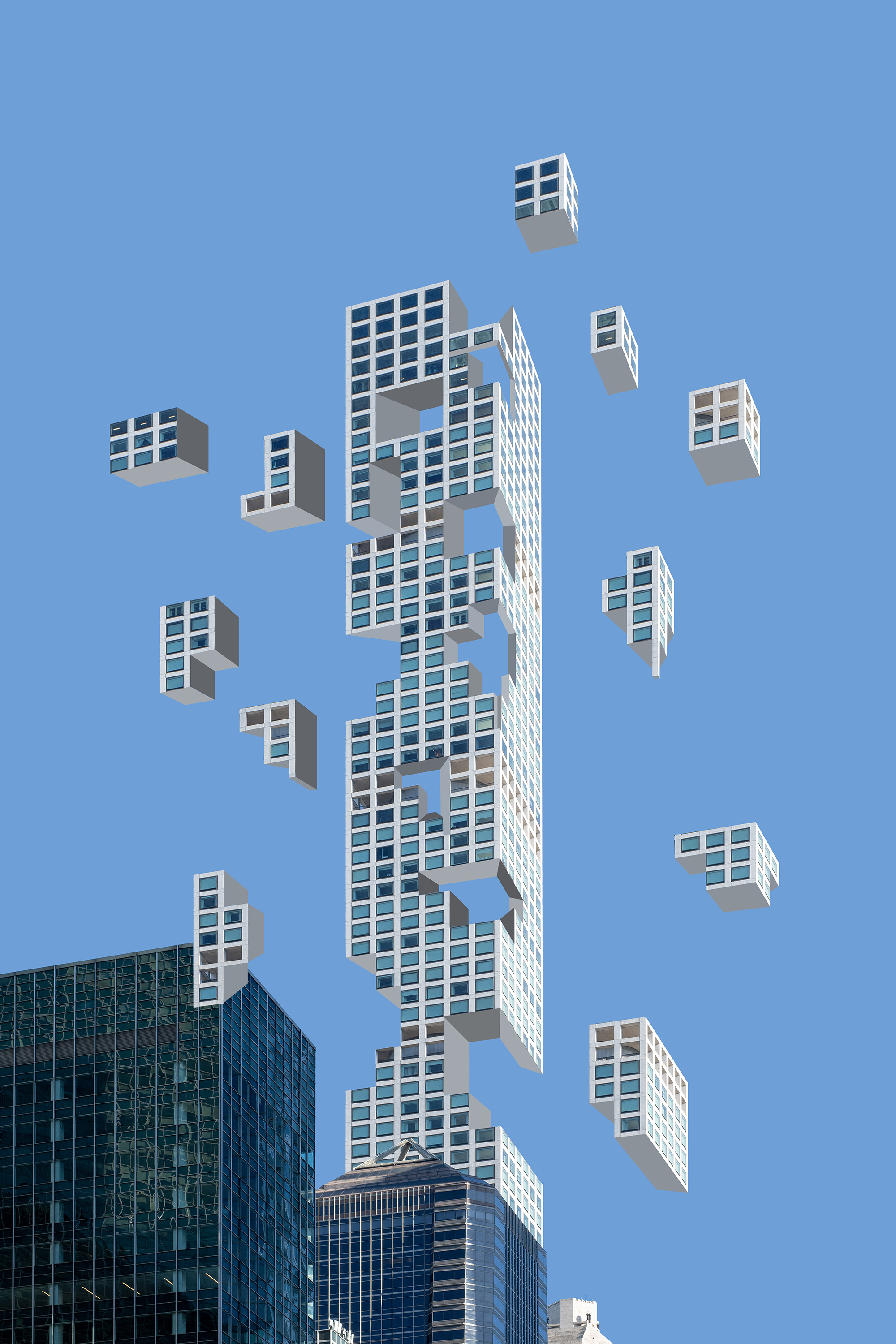 Fragmented neural network mapped onto a trembling tower